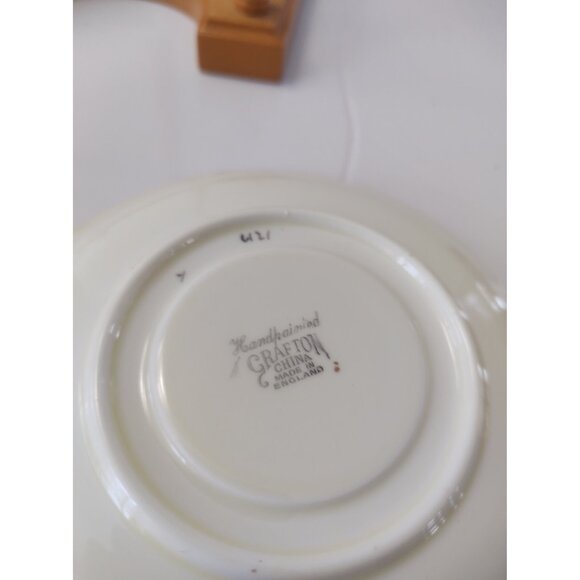 Rare Grafton Hand Painted Bone China Tea Cup & Saucer #6121 Green/Yellow - Picture 10 of 10